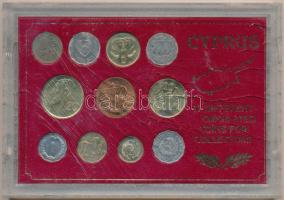 Cíprus 1971-1993. 11db klf fémpénz sérült dísztokban T:vegyes Cyprus 1971-1993. 11pcs of diff coins in damaged souvenir case C:mixed