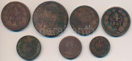 7db-os vegyes magyar és külföldi rézpénz tétel, közte 1849NB 3kr Cu, 1861A 4kr Cu T:3,3-
7pcs of va...