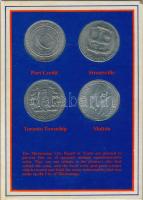 Kanada 1974. "Mississauga korai települései" 4xklf db-os fém emlékérem szett eredeti sérült tokban, tájékoztatóval T:1 Canada 1974. "The Early Settlements of Mississauga" 4xdiff pcs in commemorative medallion set, in damaged original case C:UNC