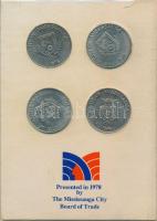 Kanada 1974. "Mississauga korai települései" 4xklf db-os fém emlékérem szett eredeti sérül...