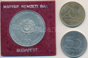 1982. 100Ft Cu-Ni "Labdarúgó VB" tokban tanúsítvánnyal + 2003. 20Ft "Deák" + 2004. 50Ft "125 éves a Magyar Vöröskereszt" T:BU,2