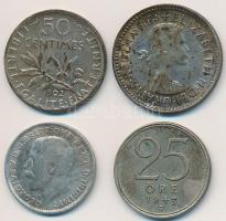 Vegyes: Ausztrália 1957. 6P Ag + Franciaország 1902. 50c Ag + Nagy-Britannia 1916. 3P Ag + Svédország 1943G 25ö Ag T:2,2-,3 Mixed: Australia 1957. 6 Pence Ag + France 1902. 50 Centimes Ag + Great Britain 1916. 3 Pence Ag + Sweden 1943G 25 Ore Ag C:XF,VF,F