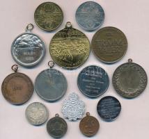 14db vegyes magyar és külföldi emlékérem, sportérem, medál, közte jobb darabok, közte DN "Viktó...