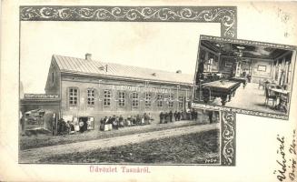 Tasnád Központi Szálloda, a szálloda belseje, Dreher Antal kőbányai sörraktára / Hotel Central, Hotel interior, beer warehouse of Antal Dreher, Art Nouveau (EK)