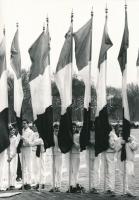 cca 1960-1970 Zászlóvivők, sport ünnepségek, 6 db fotó, 24x18 cm