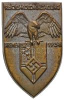 Német 3. Birodalom 1938. "Gyarmati Ülés Bréma" fém jelvény (42x27mm) T:2,2- German Third Reich 1938. "Reichs-Kolonialtagung Bremen" metal badge (42x27mm) C:XF,VF