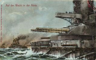 Auf der Wacht in der Adria / WWI K.u.K. Navy, battleship, guns s: Willy Stöwer (Rb)
