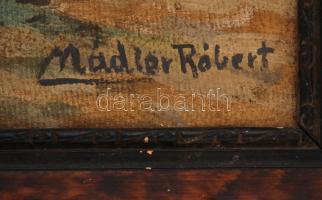 Nádler jelzéssel: Házak a folyónál. Olaj, vászon, keretben, 50×60 cm