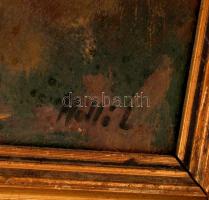 Holló jelzéssel: Tájkép. Olaj, farost, keretben, 50×80 cm