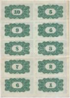 Orosz Polgárháború / Szibéria és Urál / Irkutszk 1917. (1919) 4R 50k kuponok (10x) ívben T:III
Russ...