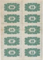 Orosz Polgárháború / Szibéria és Urál / Irkutszk 1917. (1919) 4R 50k kuponok (10x) ívben T:III
Russ...