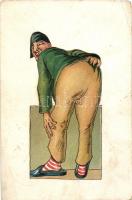 Man from the back, humour, litho (EK)