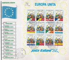 Egyesült Európa kisív FDC-n, United Europe mini sheet FDC