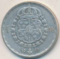 Svédország 1947TS 1Kr Ag "V. Gusztáv" T:2-
Sweden 1947TS 1 Krona Ag "Gustaf V" ...