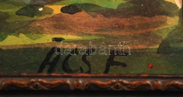 Ács jelzéssel: Tisztás. Akvarell, papír, üvegezett keretben, gyűrött, 30×40 cm