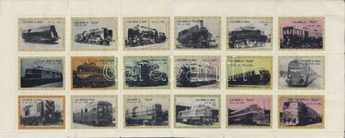 100 éves a MÁV, mozdonyokat ábrázoló 18db-os levélzáró kisív