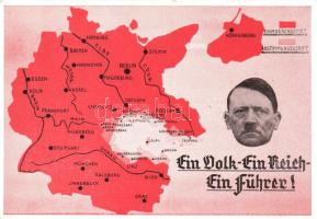 Ein Volk, Ein Reich, Ein Führer / Hitler, map of the German Empire, propaganda, So. Stpl (EK)