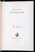 Krúdy Gyula: Pest-budai séták. Bp., 1958, Magyar Helikon. 255 p. A szövegközti illusztrációkat korabeli dokumentumok alapján Pfannl Egon rajzolta. 1100-ból az 1037., géppel számozott példány. Kiadói, illusztrált vászonkötésben.