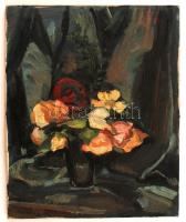 Kováts jelzéssel: Rózsák pohárban. Olaj, vászon, 50×40 cm