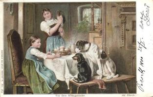 'Vor dem Mittagstische' / Before lunch, published by Kunstverlag Emil Dotzert No. 284 s: Adolf Eberle