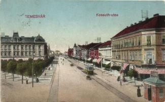 Temesvár, Timisoara; Kossuth utca, Keppich Adolf üzlete, villamos / street, shop, tram (EK)