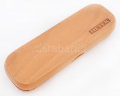 Fa borítású rotring és fa borítású toll, "Hetek" feliratú fa tolltartóban