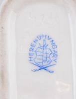 Herendi Viktória mintás leveles tálka, kézzel festett, hibátlan, jelzett, 15x9 cm