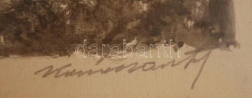 Olvashatatlan jelzéssel: Vidéki táj, akvarell, papír, üvegezett keretben, 17x12cm