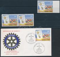 Rotary, sports stamps flying in pairs + 1 imperforated stamp  + FDC, Rotary, sportrepülő bélyeg párban + 1 db vágott bélyeg + FDC