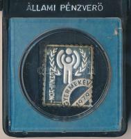 1979. "Nemzetközi Gyermekév" Ag bélyegérem eredeti ÁPV tokban (3.41g/0.835/27x22mm) T:PP ujjlenyomat