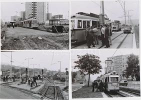 cca 1980 Budapesti villamos vonal tesztelése, próbajárat, 38 db modern nagyítás korabeli negatívról,...