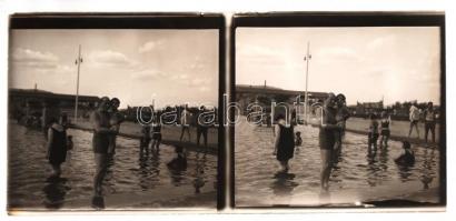 cca 1920 Jómódú család utazásain készült 21 db sztereo üveglemez diapozitív képpár, 6x13 cm