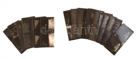 cca 1920 Jómódú család utazásain készült 21 db sztereo üveglemez diapozitív képpár, 6x13 cm