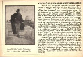 Veszprém nevezetességei, II. Rákóczi Ferenc Rómában; kiadja Farkasfalvi Kornél