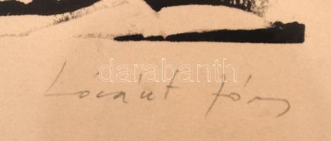 Lóránt János (1938- ): Tél, fametszet, papír, jelzett, üvegezett fa keretben, 8×10,5 cm