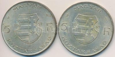 1947. 5Ft Ag "Kossuth" (2x) T:2-