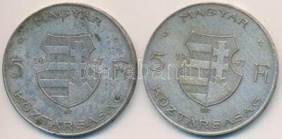 1947. 5Ft Ag "Kossuth" (2x) T:2-,3