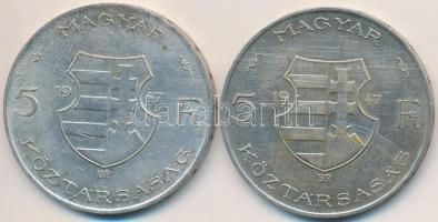 1947. 5Ft Ag "Kossuth" (2x) T:2-,3