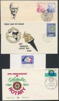 Rotary 30 stamps + 6 stamp pairs + 3 blocks of 4 + 8 FDC Rotary motívum 30 db bélyeg + 6 klf bélyeg ...