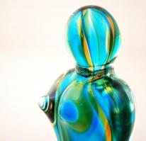 Muránói női figura, üveg talapzaton, több rétegű, anyagában festett, jelzés nélkül, hibátlan, m:25 c...