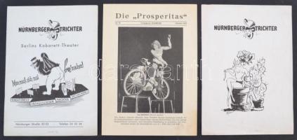 1952-57 Nurnberger Trichter Berlins Kabarett- Theather 2 száma, pp.:7, 21x15cm+ Die "Prosperitas" Hamburg cirkuszi programfüzet, pp.:7, 21x15cm+