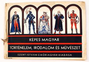 cca 1930 Képes magyar történelem, irodalom és művészet komplett gyűjtőmappa. 25x35cm