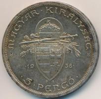 1938. 5P Ag "Szent István" T:2 patina
Adamo P8.1