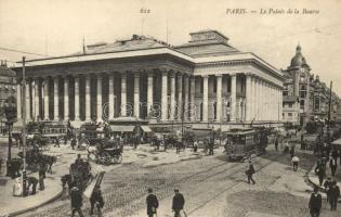 Paris, la Palais de la Bourse / palace of stock exchange, tram, omnibus
