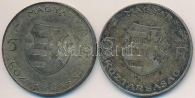 1947. 5Ft Ag "Kossuth" (2x) T:2-,3