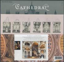 Cathedrals set + block in decorative holder, Katedrálisok sor + blokk díszcsomagolásban