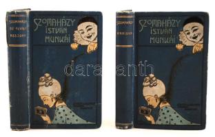 Két kötet Szomaházy István munkái sorozatból. Az elvált asszony. Mariska. Bp., 1912, Singer és Wolfner. Kiadói, illusztrált egészvászon-kötésben. Az egyik kötet gerince sérült.