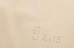 Dévényi János (1956- ): Ikerformák. Akril, papír, jelzett, fa keretben, 39×29 cm