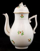 Herendi szamócamintás teás készlet, cukortartó hiányzik, kézzel festett, jelzett, hibátlan