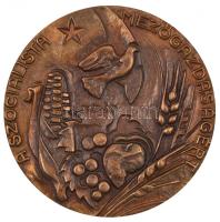 Lajos József (1936-) ~1970. "A szocialista mezőgazdaságért" Br egyoldalas emlékérem dísztokban (88,5mm) T:1-,2